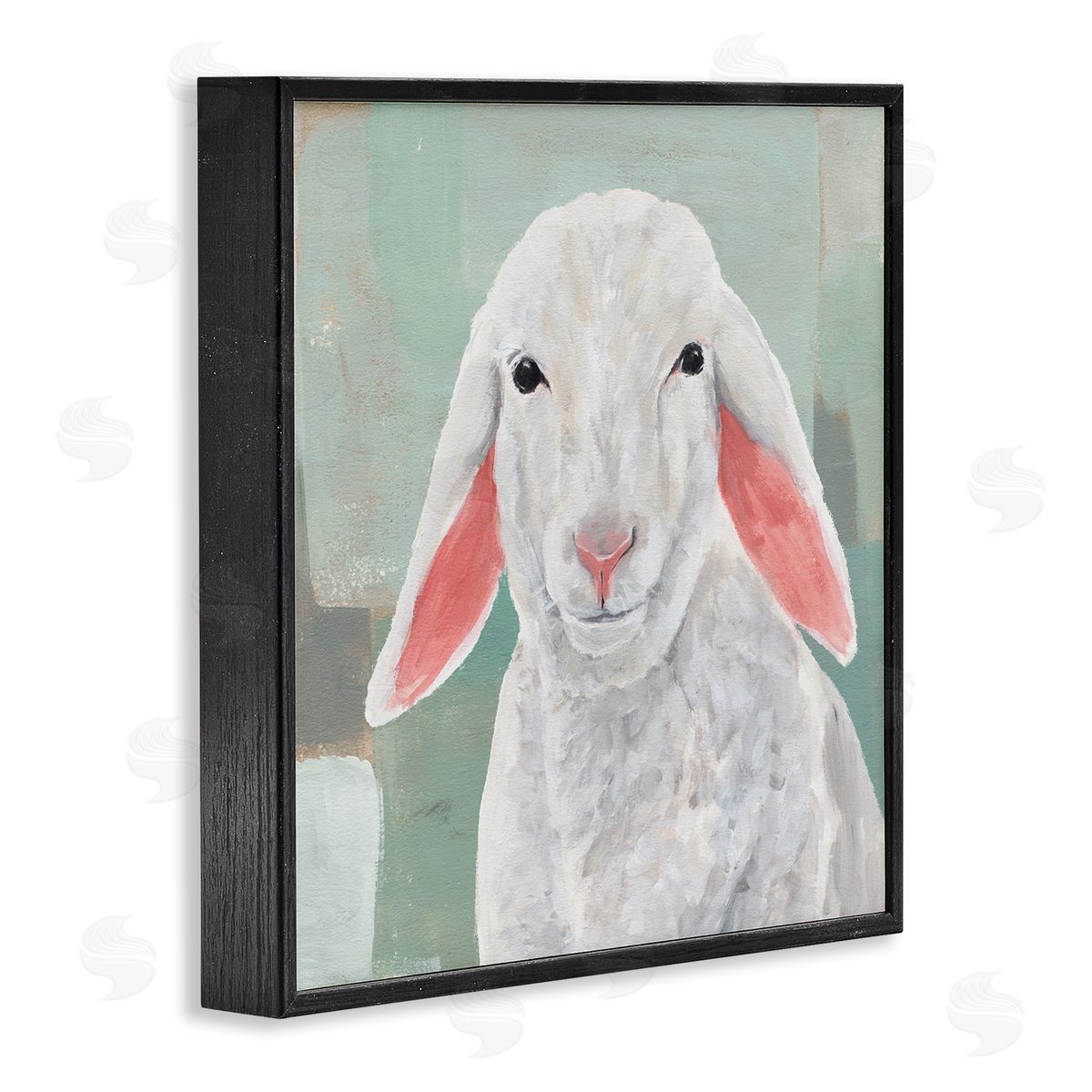 Annie Warren Happy Sheep Portrait Black Framed Glicee Wall Art Print