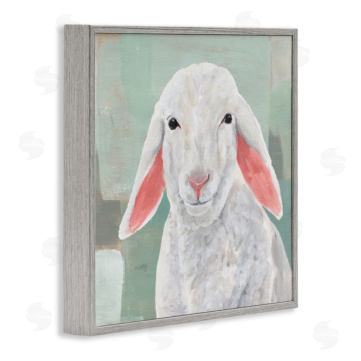 Annie Warren Happy Sheep Portrait Gray Framed Glicee Wall Art Print
