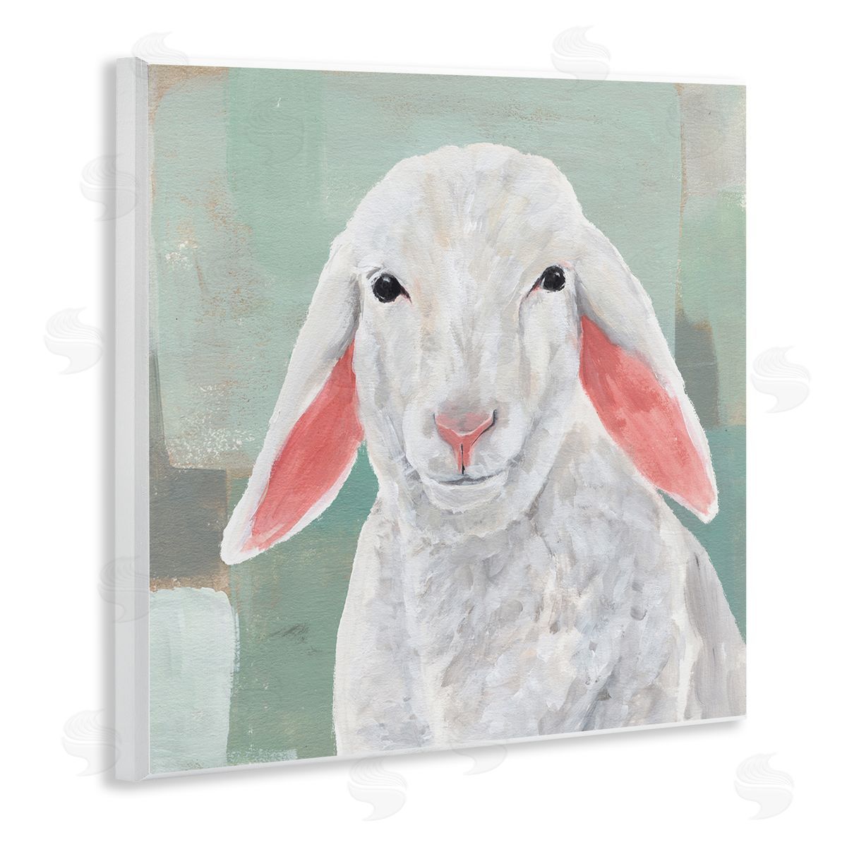Annie Warren Happy Sheep Portrait Wooden Wall Plaque Art Print