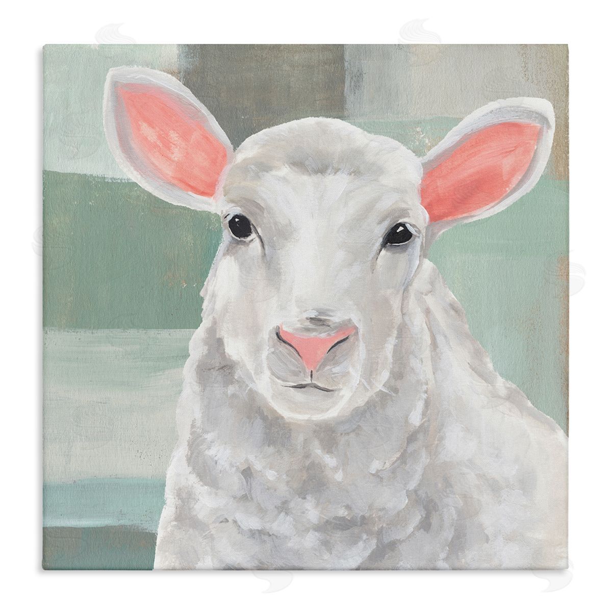 Annie Warren Happy Lamb Portrait Stretched Canvas Wall Art Print