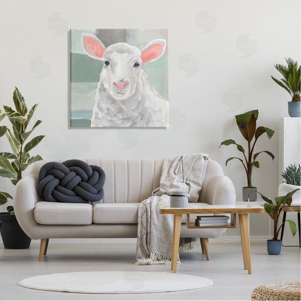Annie Warren Happy Lamb Portrait Canvas Wall Art in Room