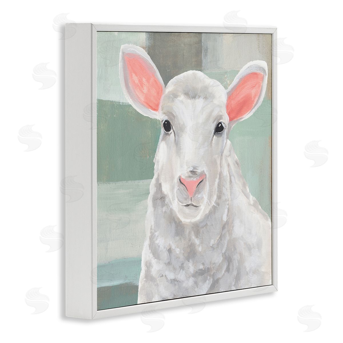 Annie Warren Happy Lamb Portrait White Framed Glicee Wall Art Print