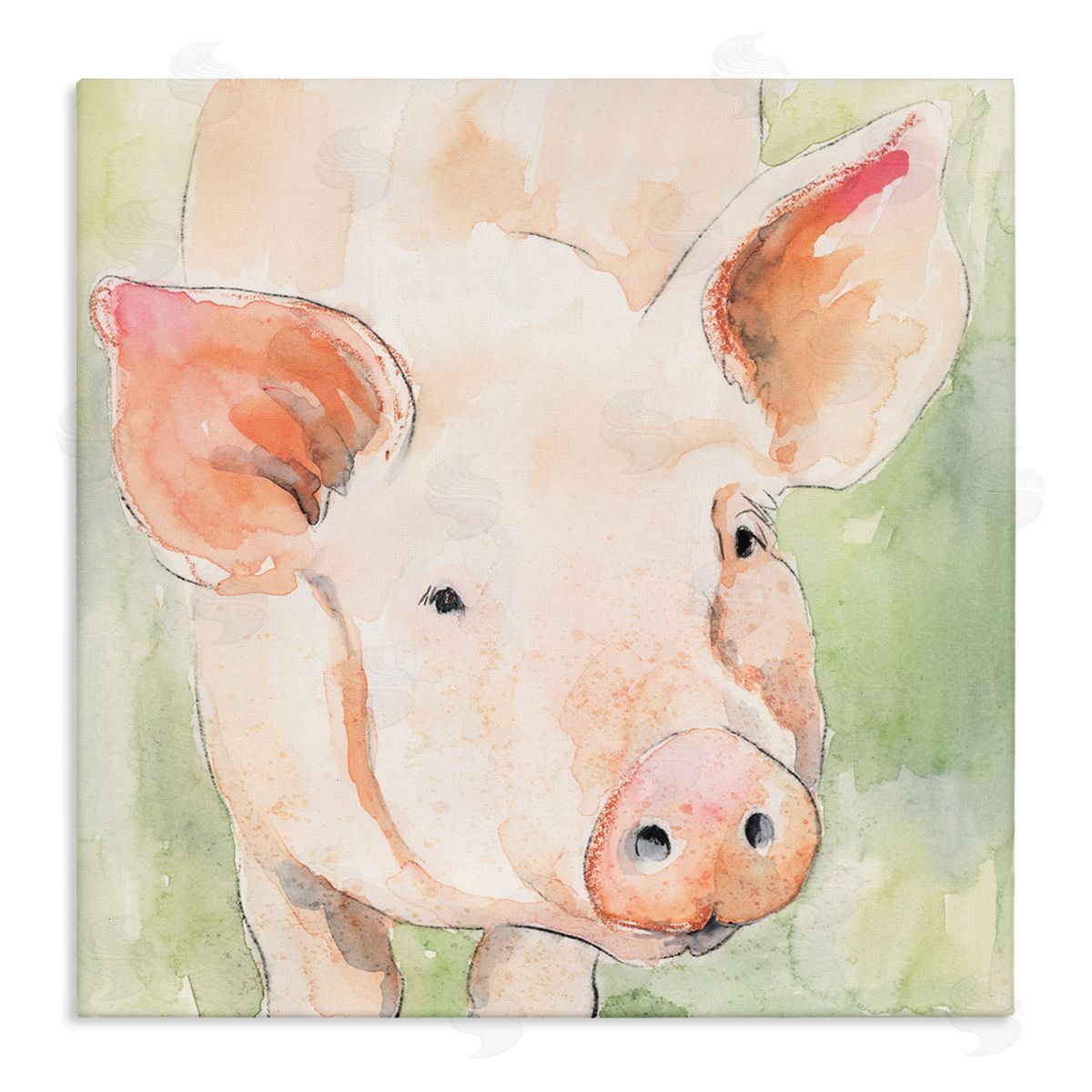 Victoria Barnes Modern Pig Portrait Stretched Canvas Wall Art Print