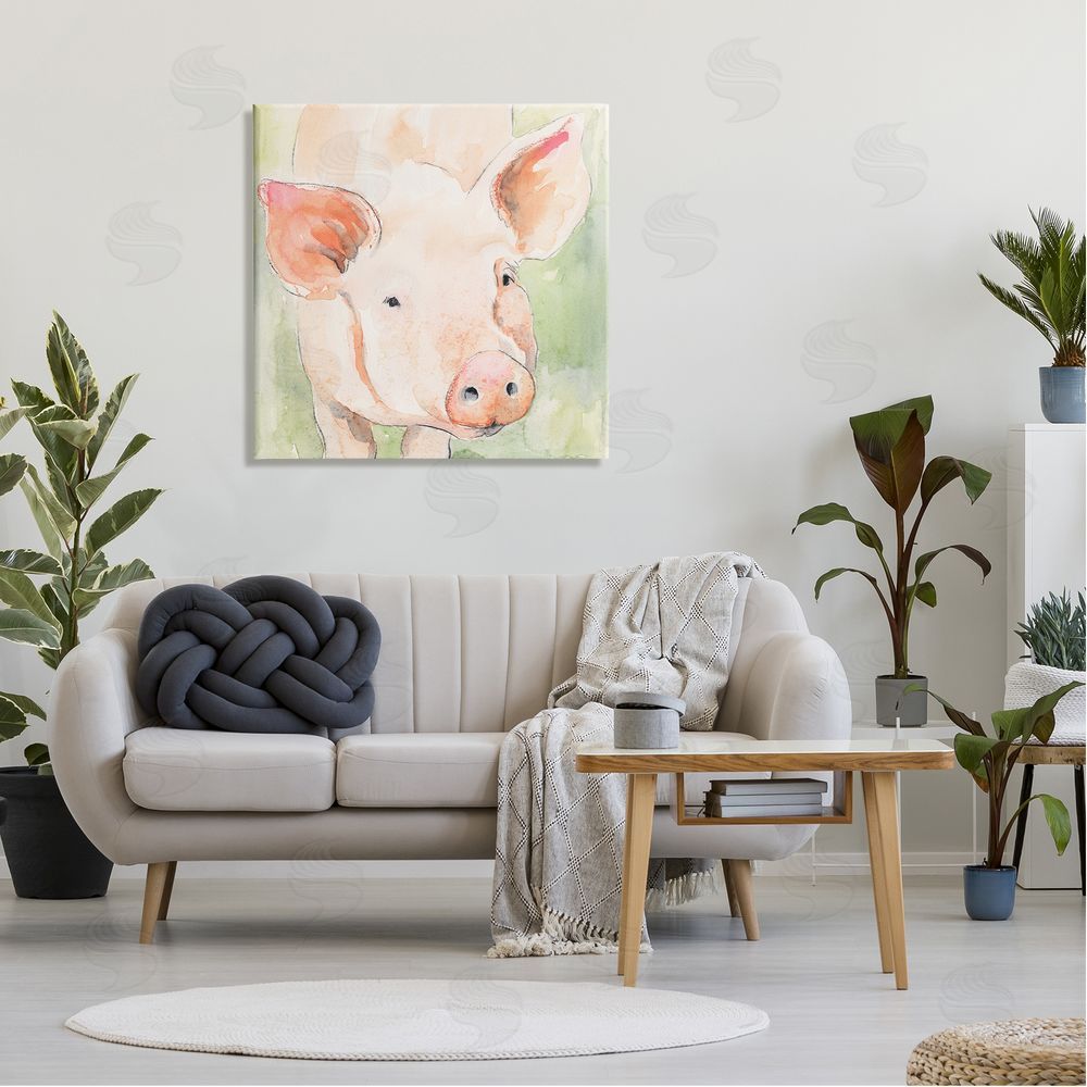 Victoria Barnes Modern Pig Portrait Canvas Wall Art in Room