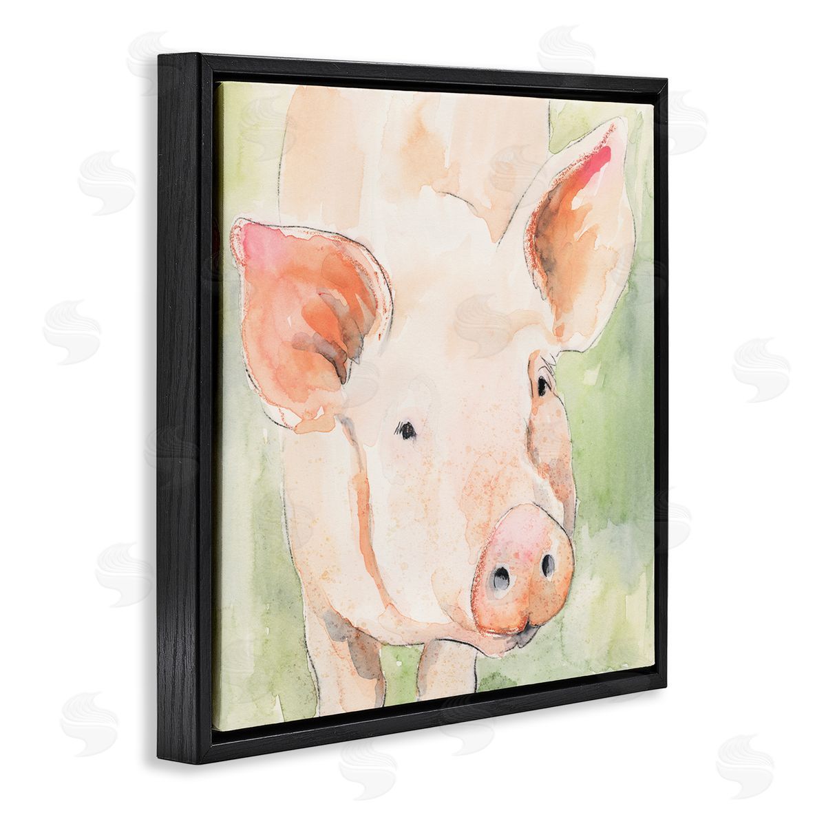 Victoria Barnes Modern Pig Portrait Black Floating Frame Canvas Wall Art Print