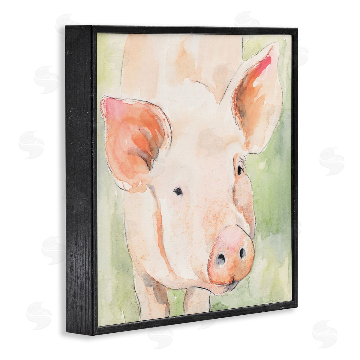 Victoria Barnes Modern Pig Portrait Black Framed Glicee Wall Art Print