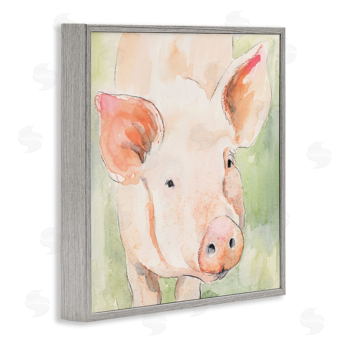 Victoria Barnes Modern Pig Portrait Gray Framed Glicee Wall Art Print