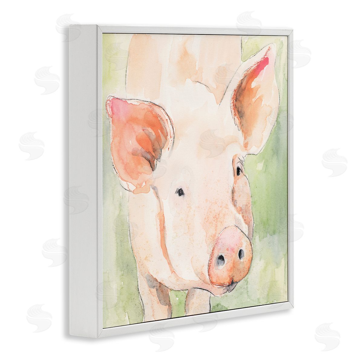 Victoria Barnes Modern Pig Portrait White Framed Glicee Wall Art Print