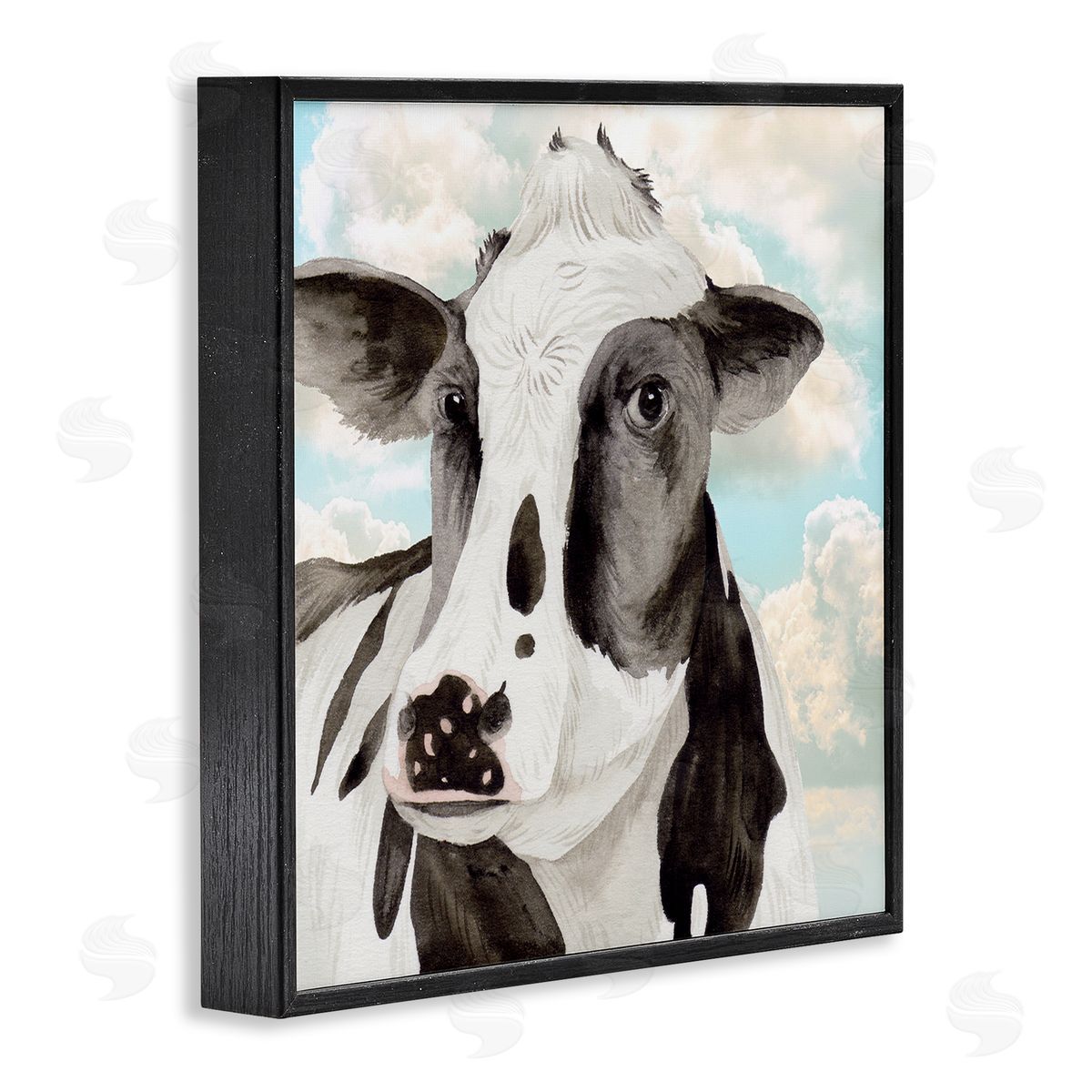 Melissa Wang Cow & Cloudy Sky Black Framed Glicee Wall Art Print