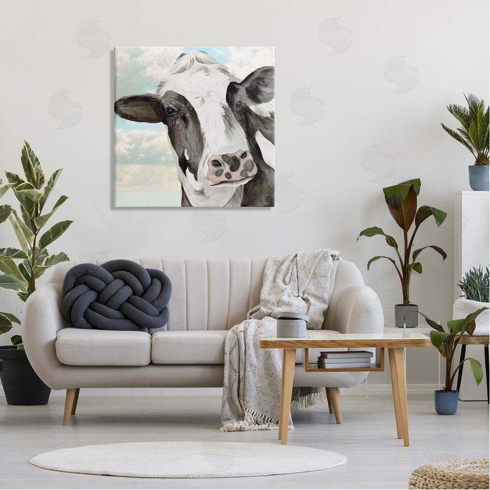 Melissa Wang Country Cow & Clouds Canvas Wall Art in Room