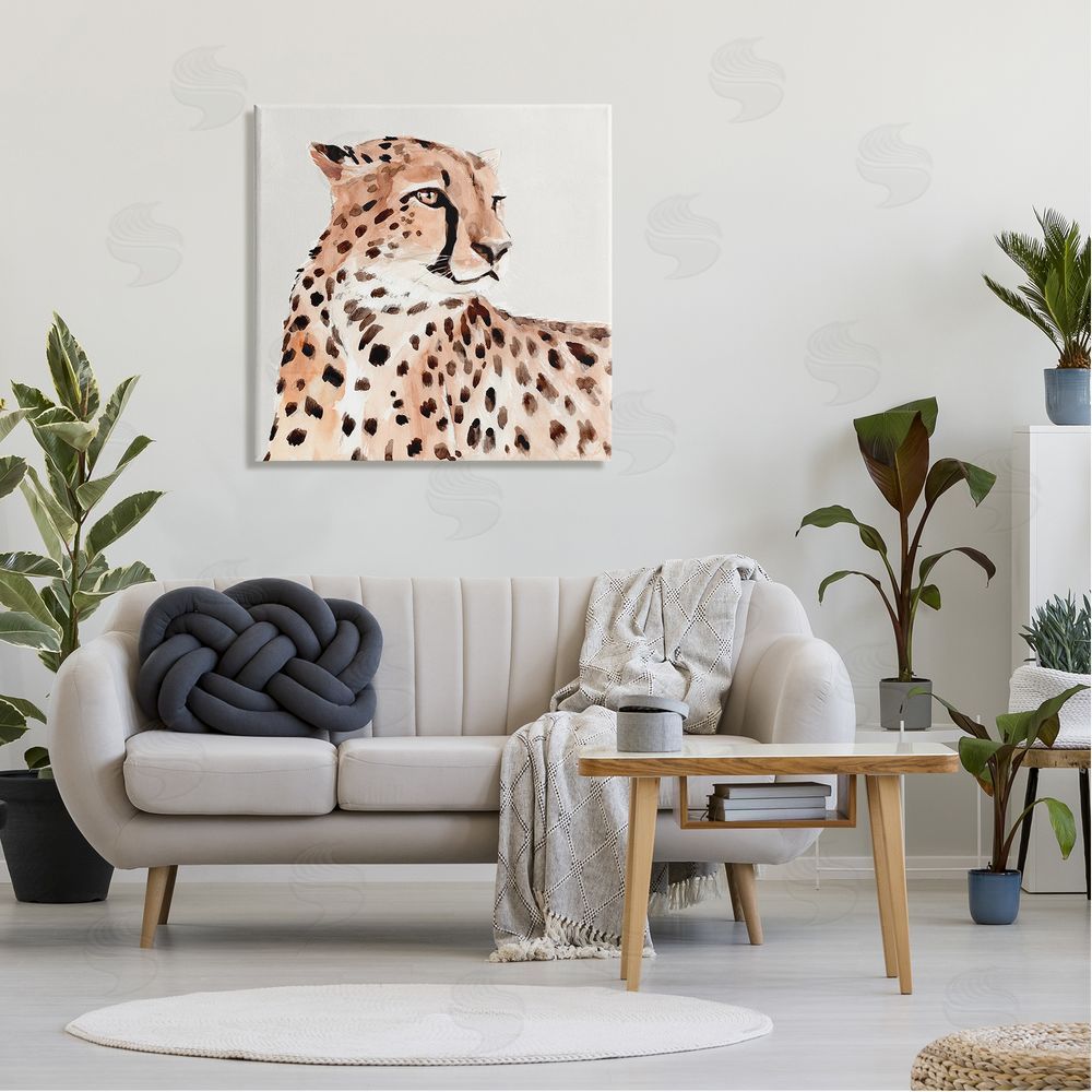 Annie Warren Cheetah Wildlife Portrait Canvas Wall Art in Room