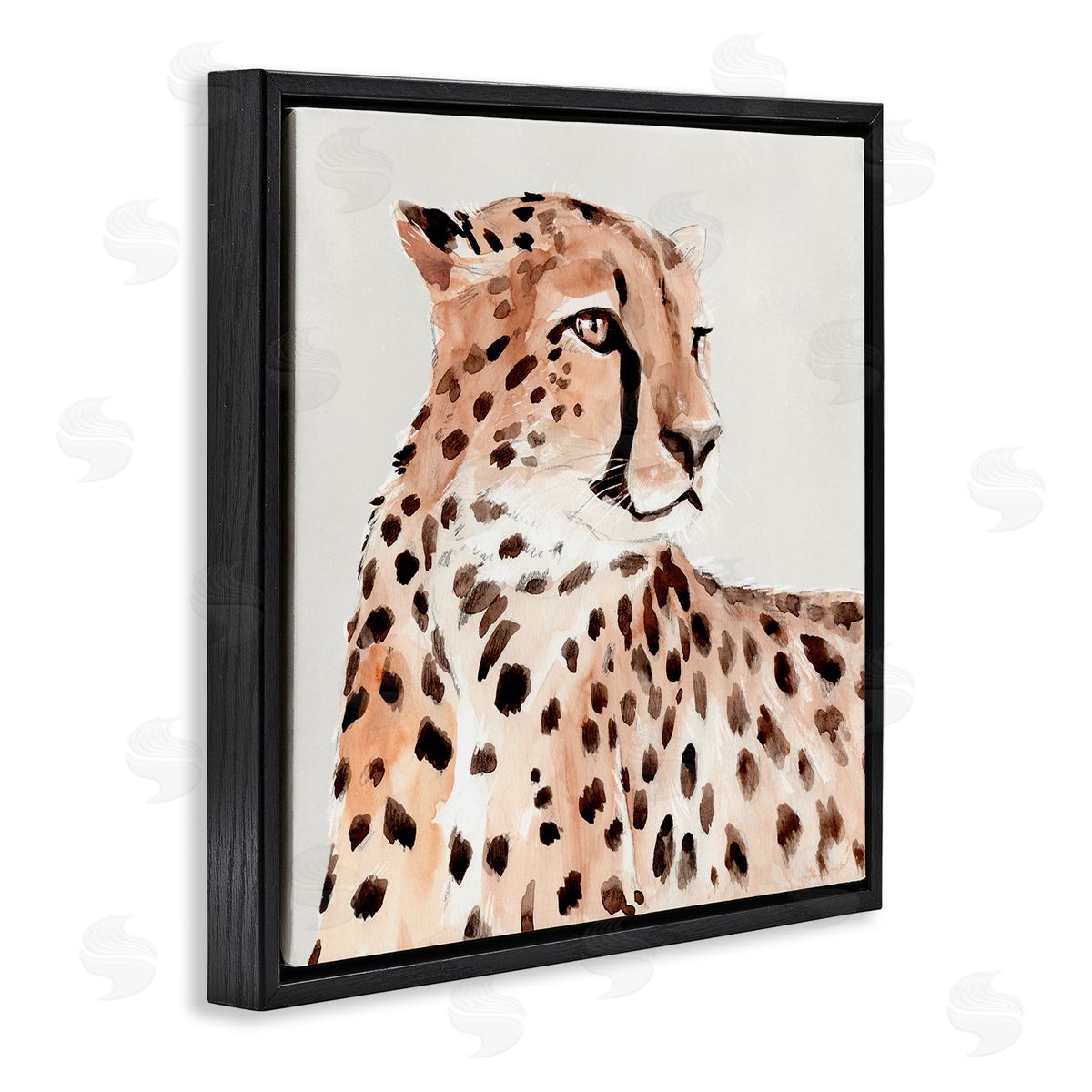 Annie Warren Cheetah Wildlife Portrait Black Floating Frame Canvas Wall Art Print
