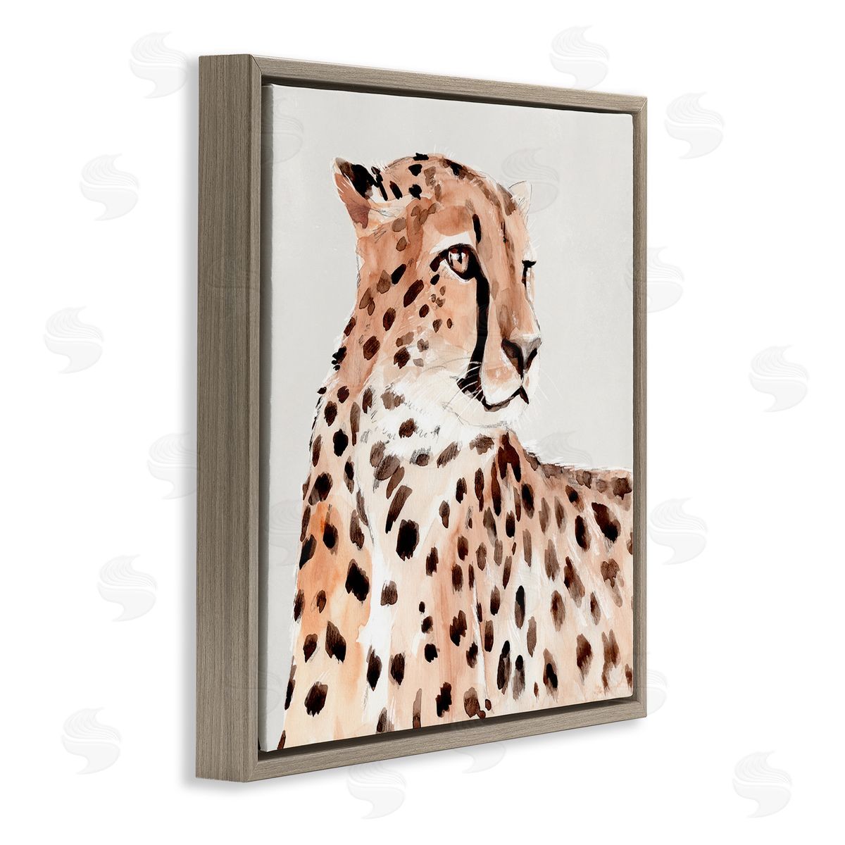 Annie Warren Cheetah Wildlife Portrait Brown Floating Frame Canvas Wall Art Print