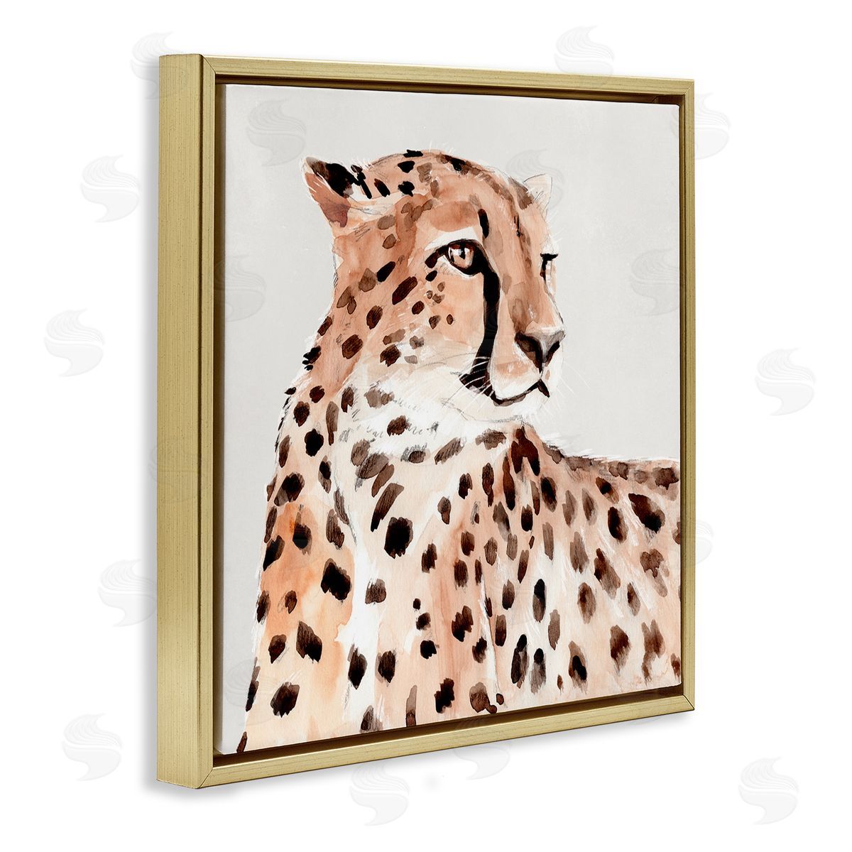 Annie Warren Cheetah Wildlife Portrait Gold Floating Frame Canvas Wall Art Print