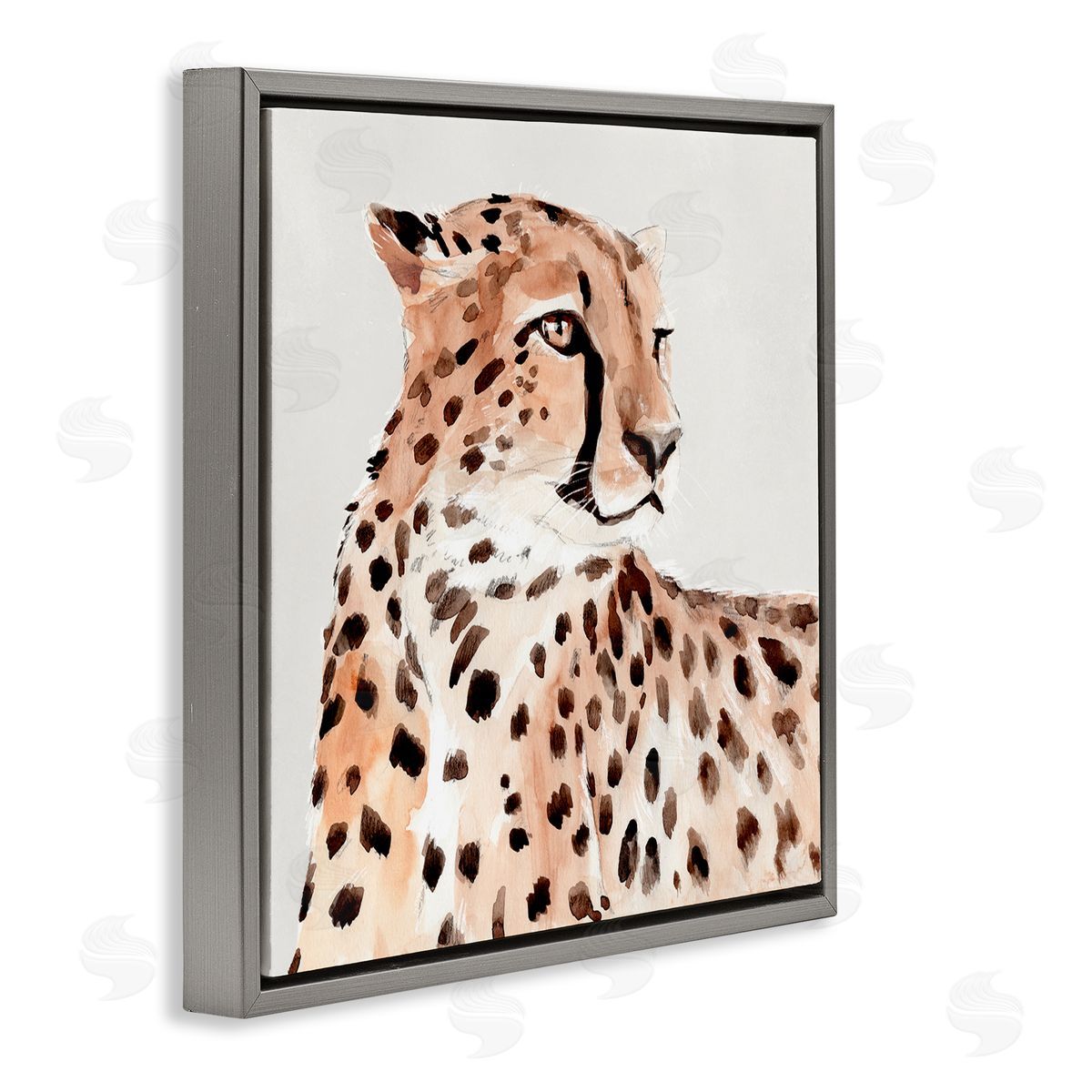 Annie Warren Cheetah Wildlife Portrait Gray Floating Frame Canvas Wall Art Print