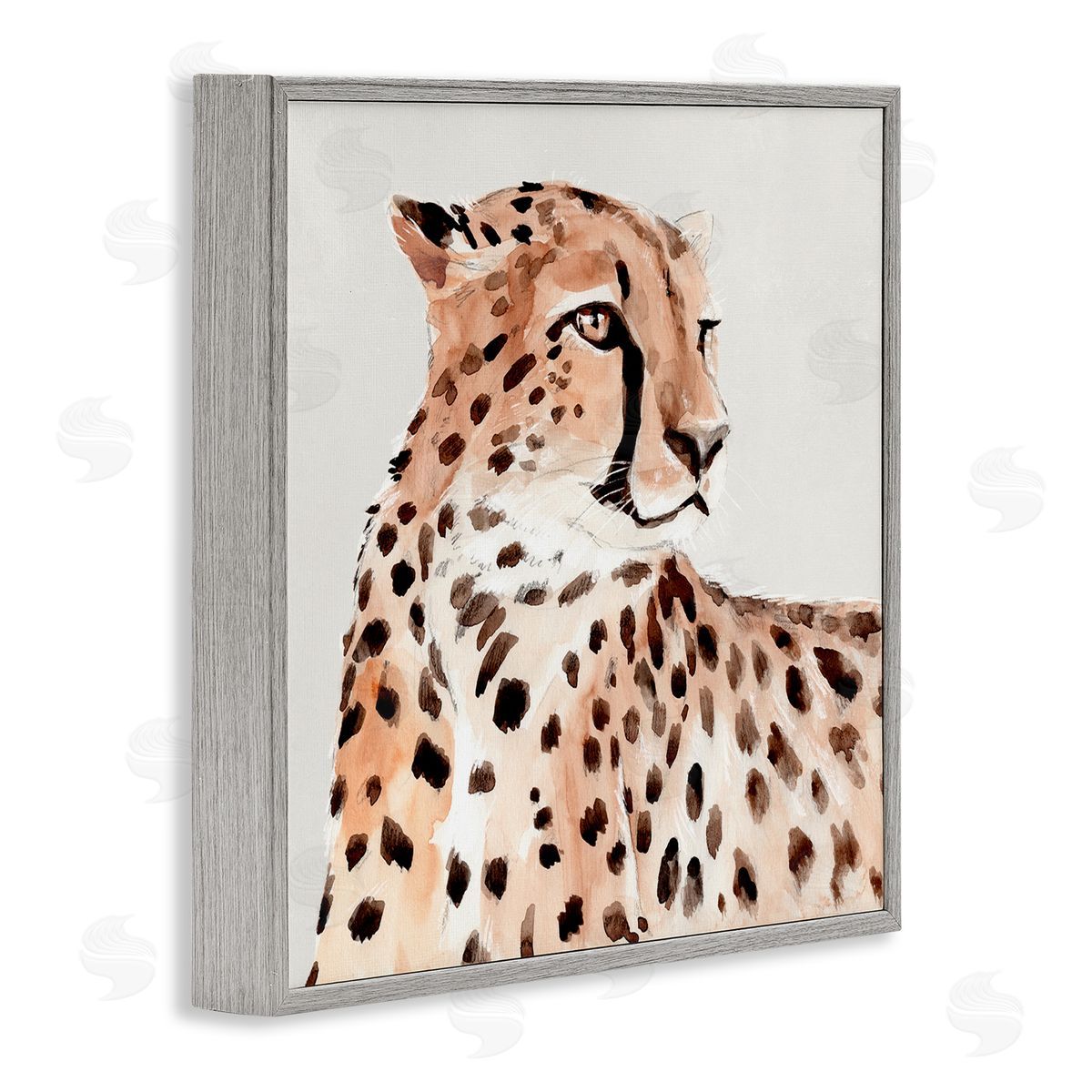 Annie Warren Cheetah Wildlife Portrait Gray Framed Glicee Wall Art Print