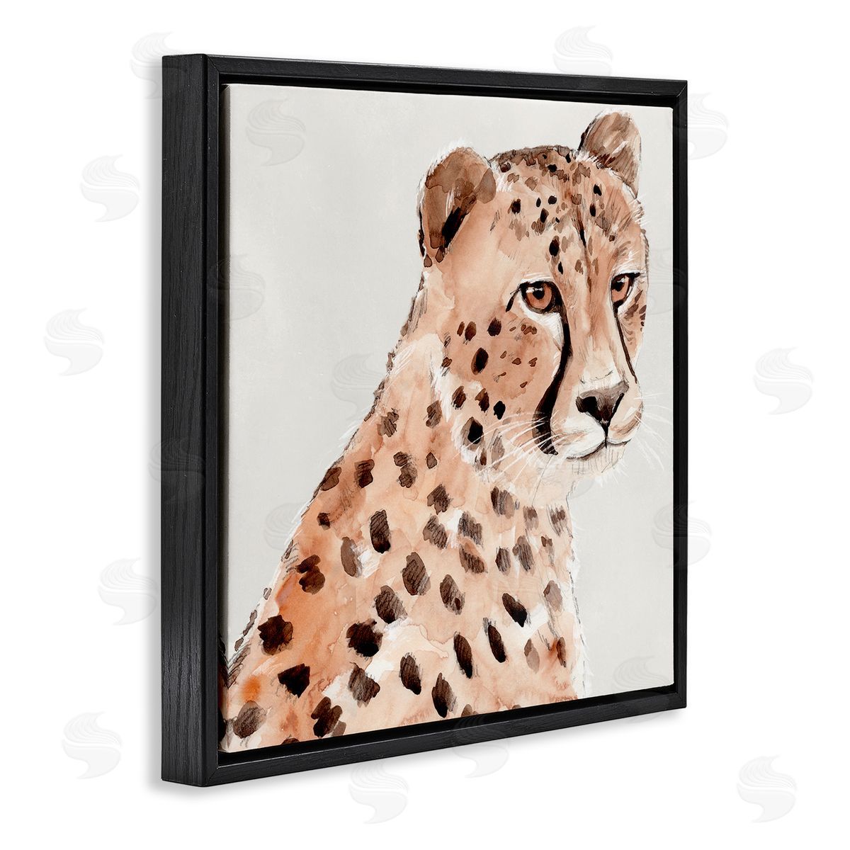 Annie Warren Wild Cheetah Painting Black Floating Frame Canvas Wall Art Print
