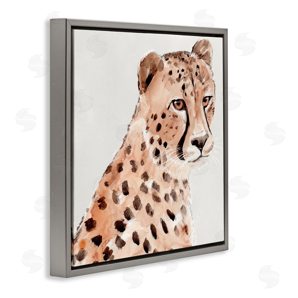 Annie Warren Wild Cheetah Painting Gray Floating Frame Canvas Wall Art Print