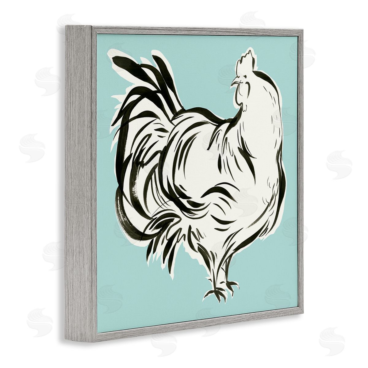 Laura Marr Abstract Hen on Blue Gray Framed Glicee Wall Art Print