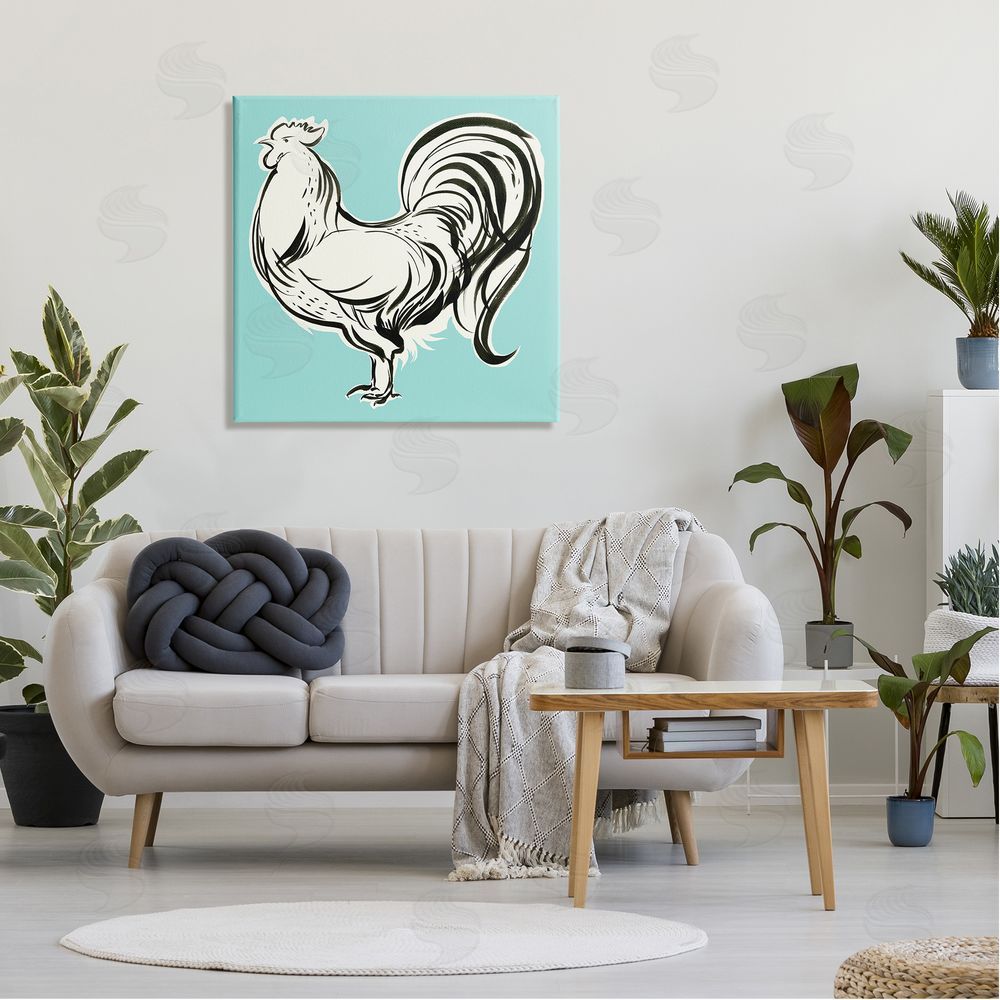Laura Marr Modern Rooster Drawing Canvas Wall Art in Room