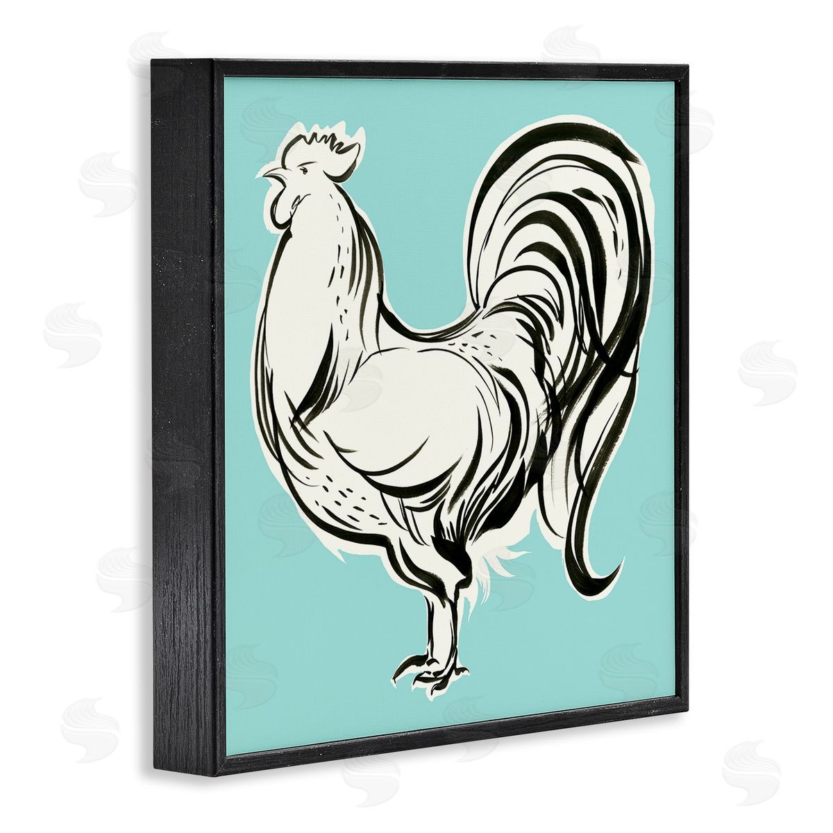 Laura Marr Modern Rooster Drawing Black Framed Glicee Wall Art Print