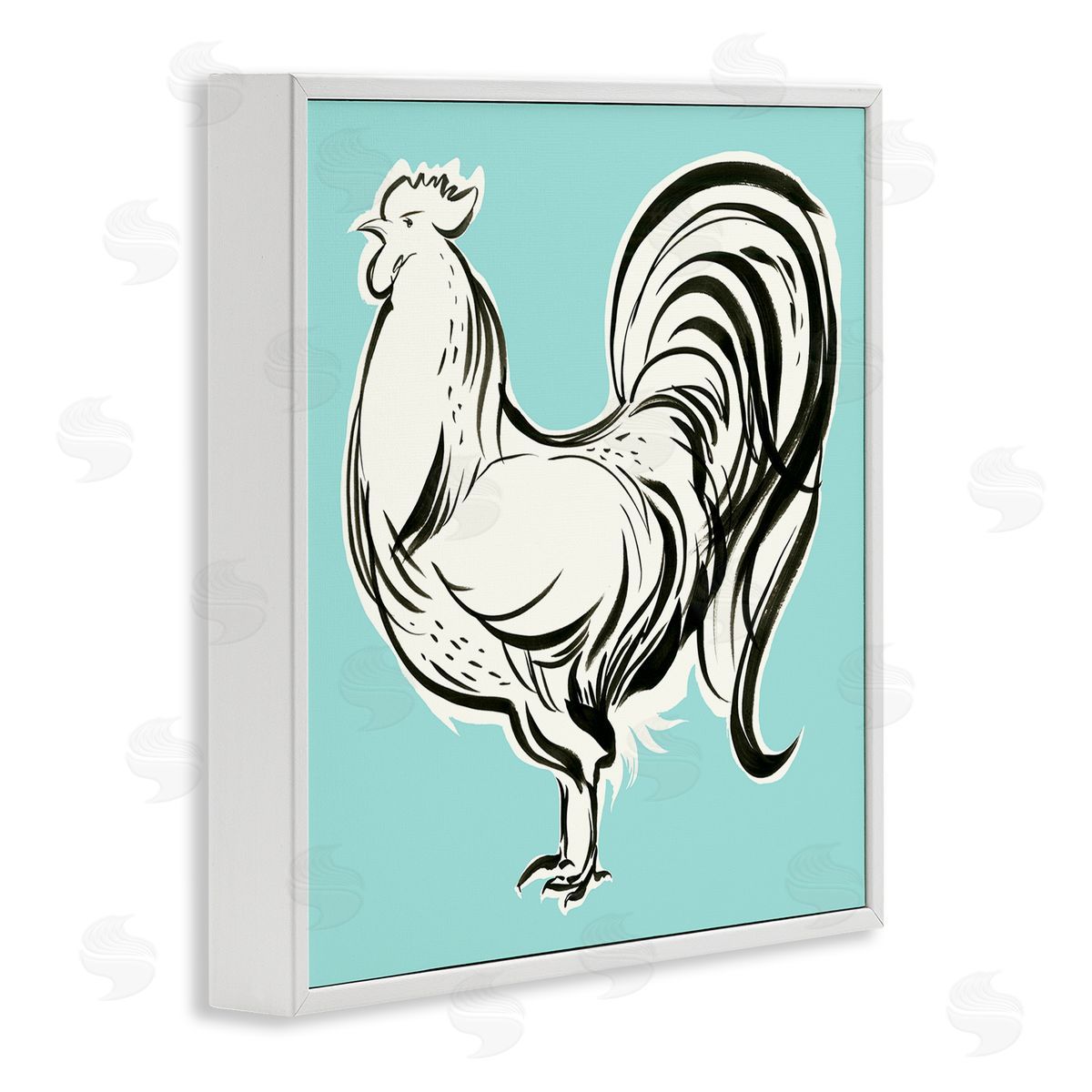 Laura Marr Modern Rooster Drawing White Framed Glicee Wall Art Print