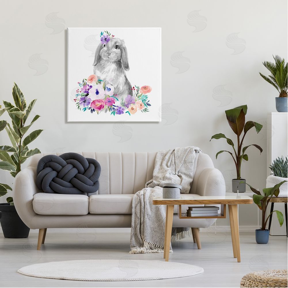 Jennifer Paxton Parker Spring Florals Rabbit Canvas Wall Art in Room