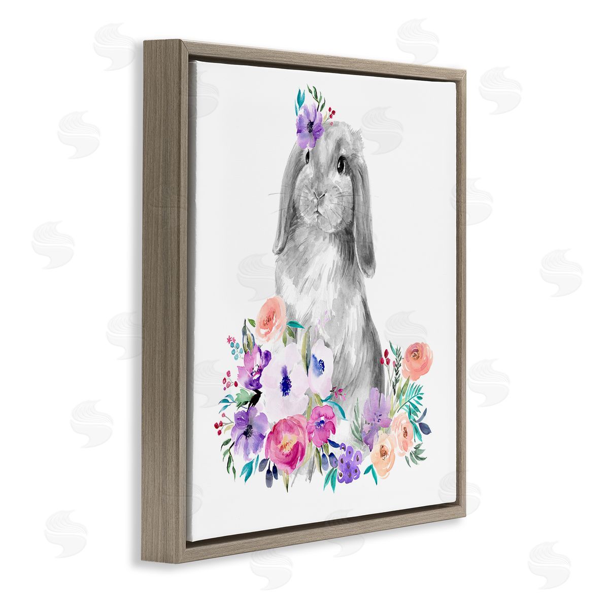 Jennifer Paxton Parker Spring Florals Rabbit Brown Floating Frame Canvas Wall Art Print