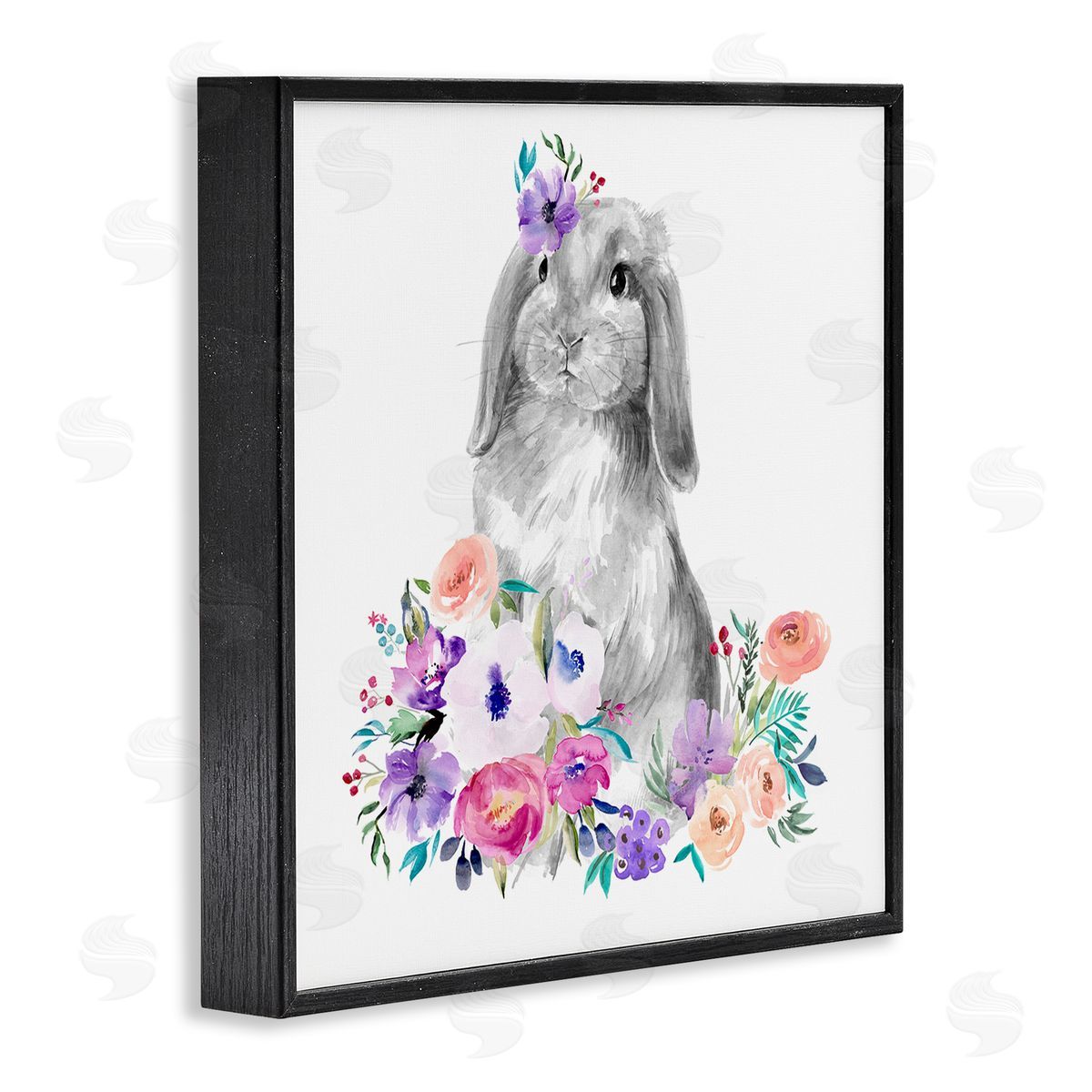 Jennifer Paxton Parker Spring Florals Rabbit Black Framed Glicee Wall Art Print