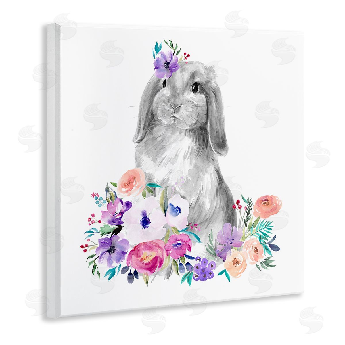 Jennifer Paxton Parker Spring Florals Rabbit Wooden Wall Plaque Art Print