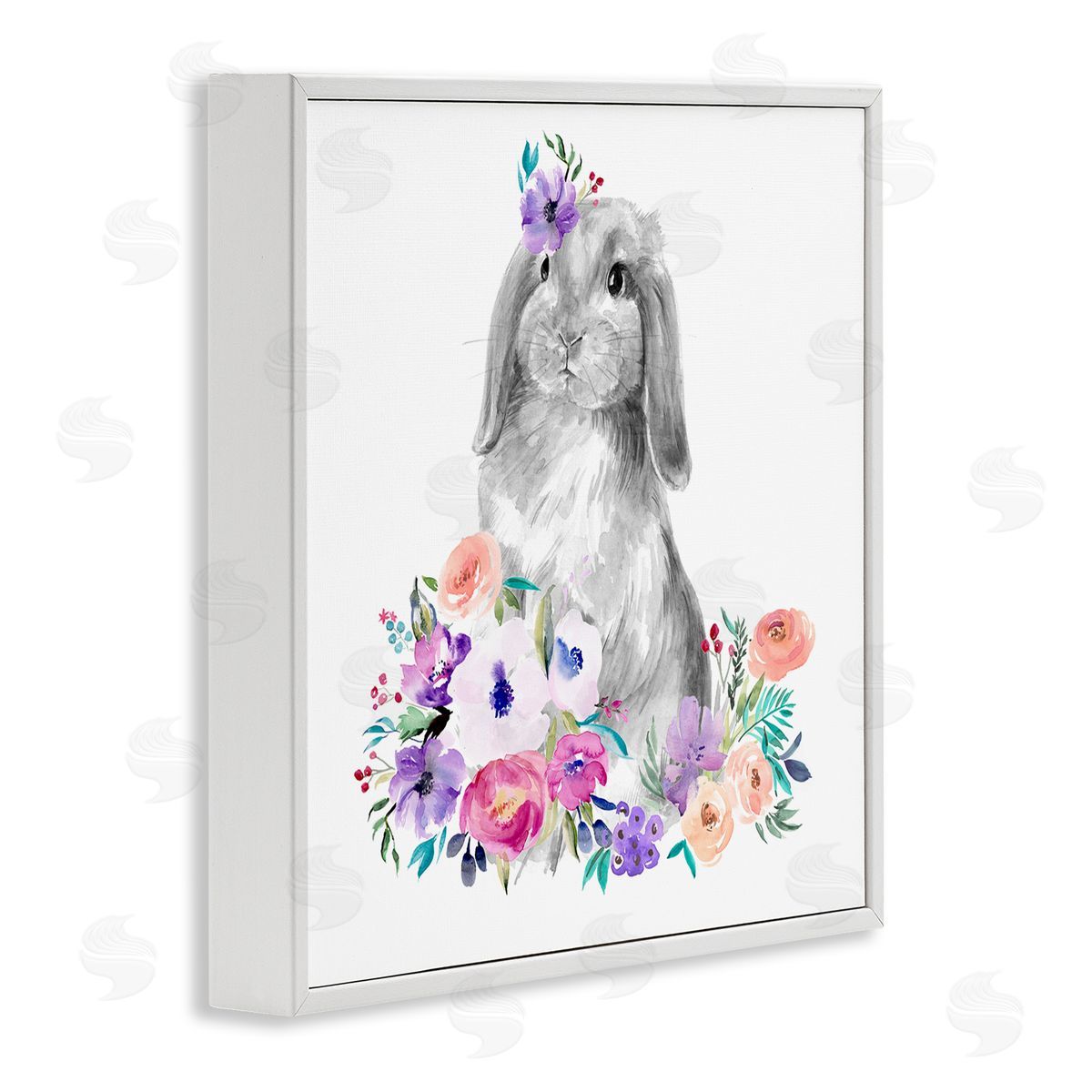 Jennifer Paxton Parker Spring Florals Rabbit White Framed Glicee Wall Art Print