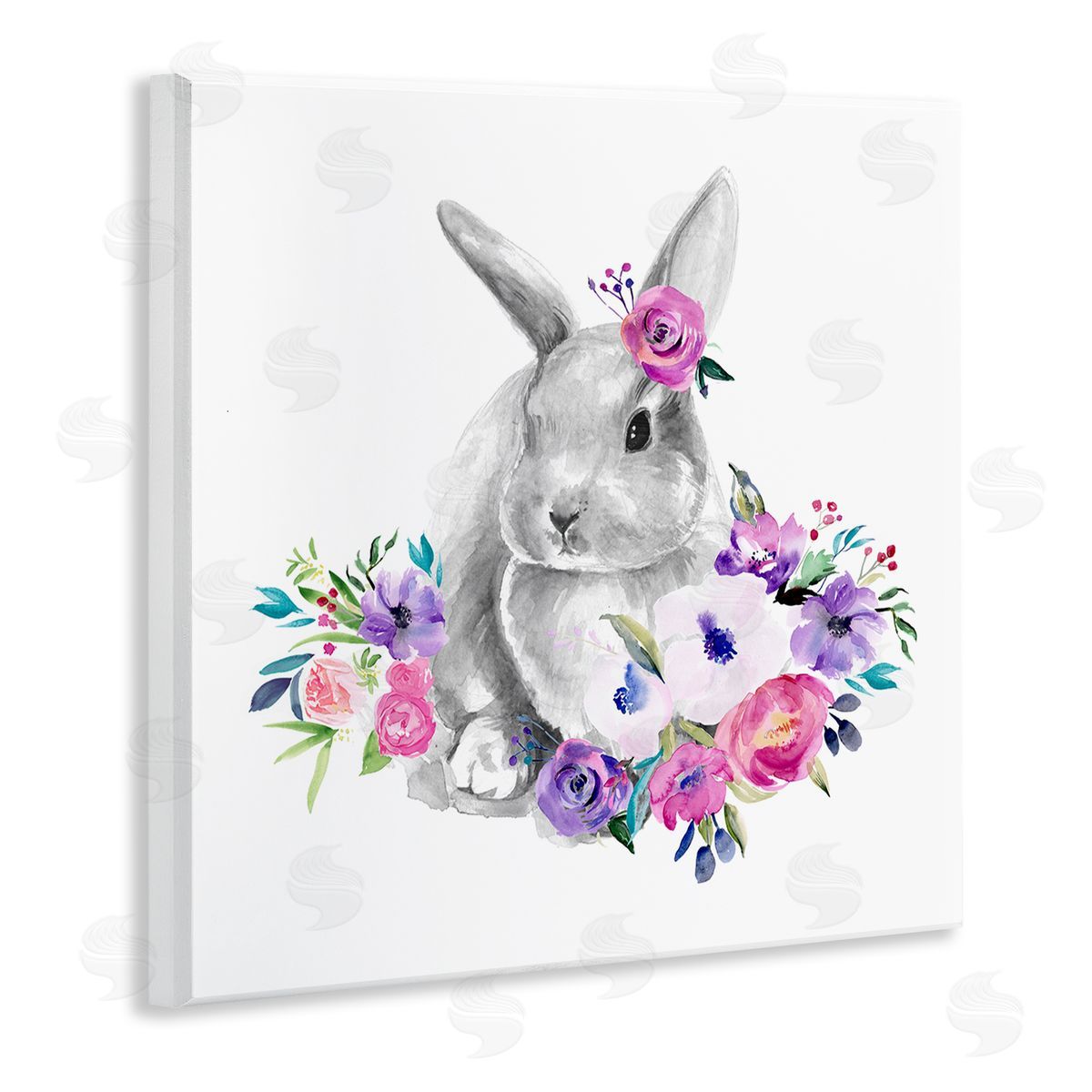 Jennifer Paxton Parker Bunny with Spring Roses Wooden Wall Plaque Art Print