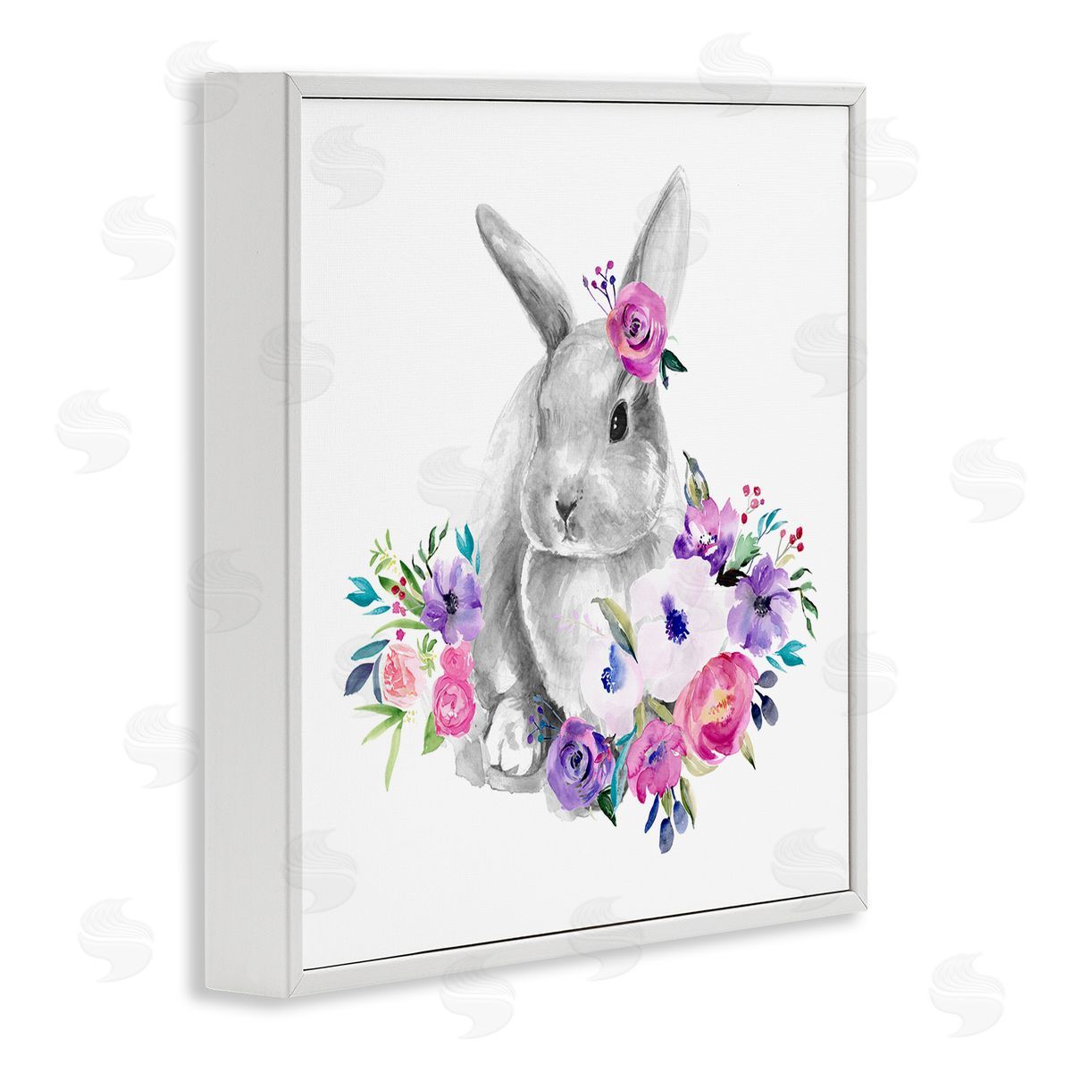 Jennifer Paxton Parker Bunny with Spring Roses White Framed Glicee Wall Art Print