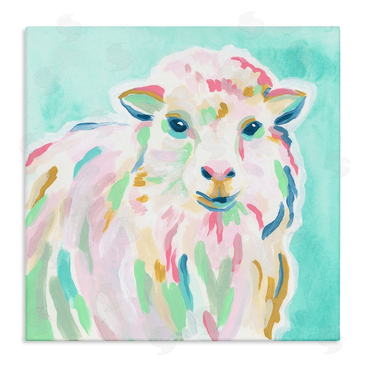 June Erica Vess Pastel Sheep Painting Stretched Canvas Wall Art Print