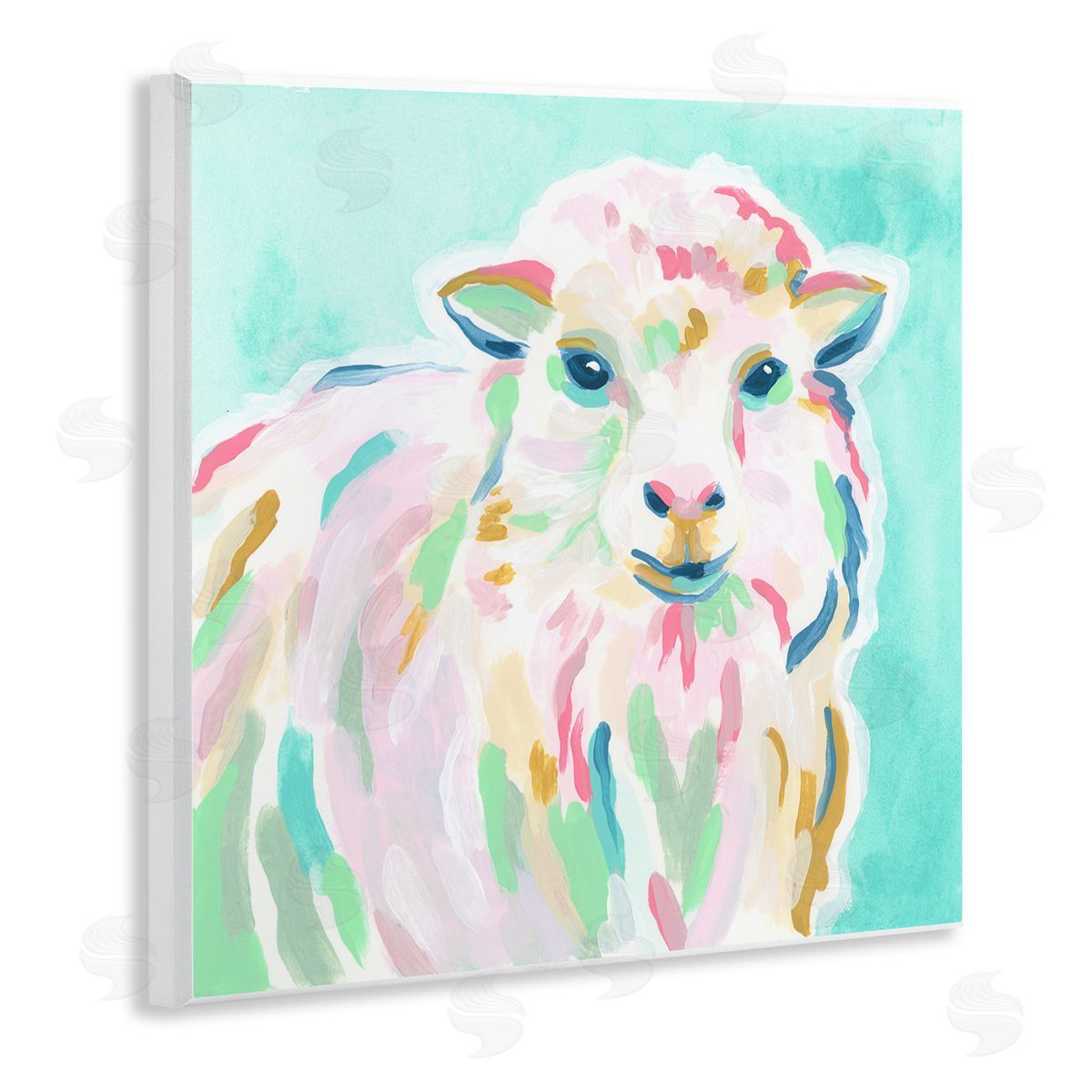 June Erica Vess Pastel Sheep Painting Wooden Wall Plaque Art Print