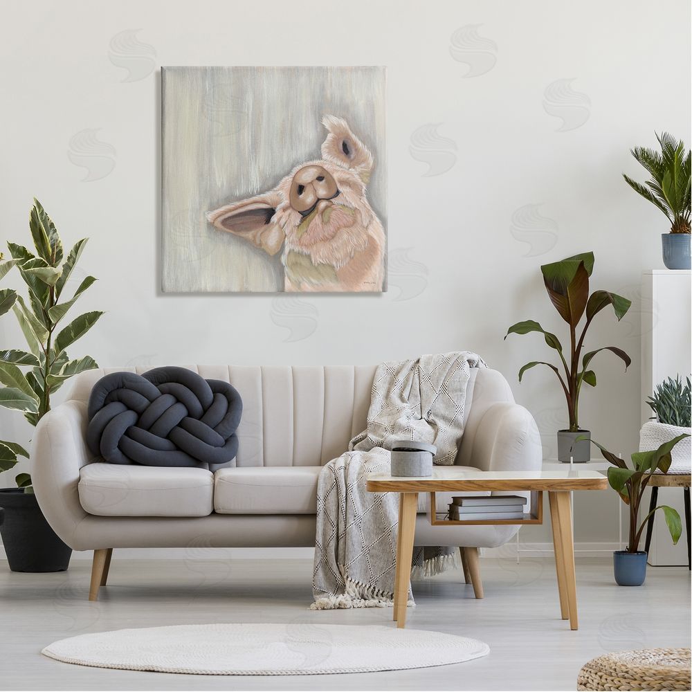 Ashley Justice Pig Looking Upward Canvas Wall Art in Room