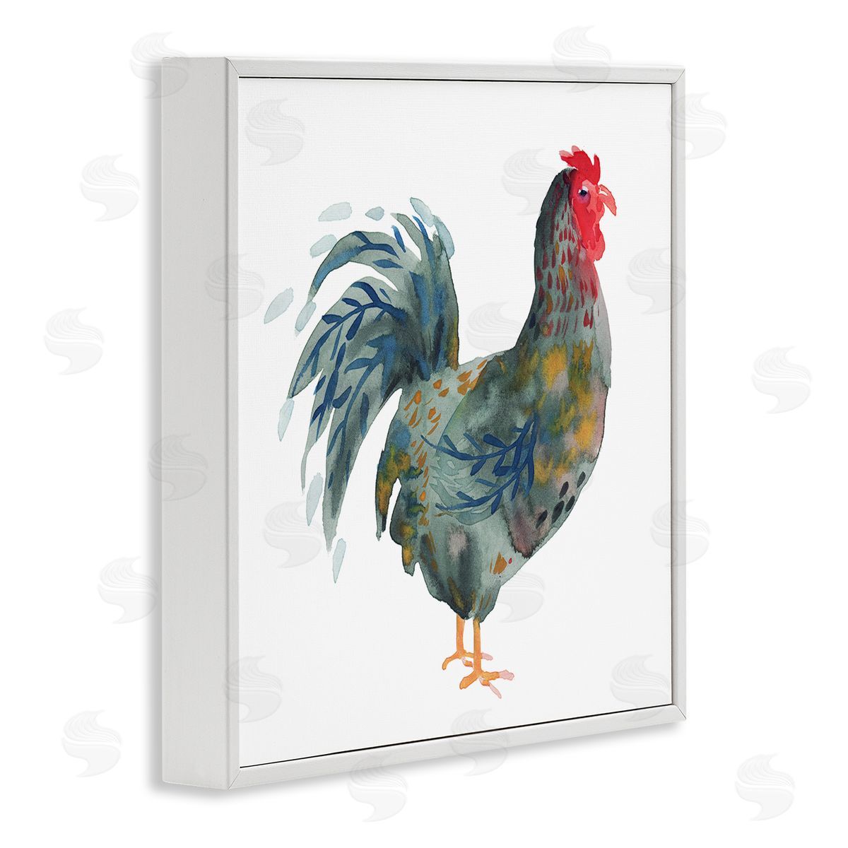 Claudia Bianchi Floral Patterned Rooster White Framed Glicee Wall Art Print