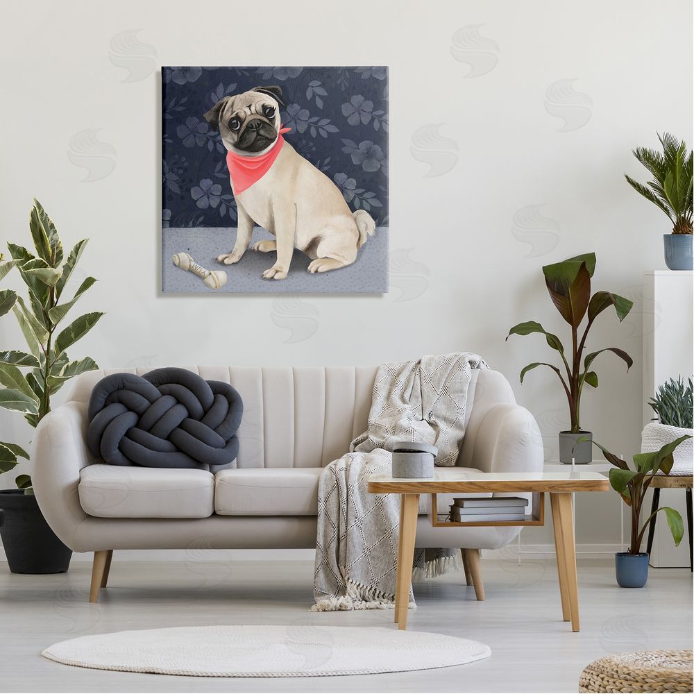 Diane Neukirch Pet Pug & Bone Canvas Wall Art in Room