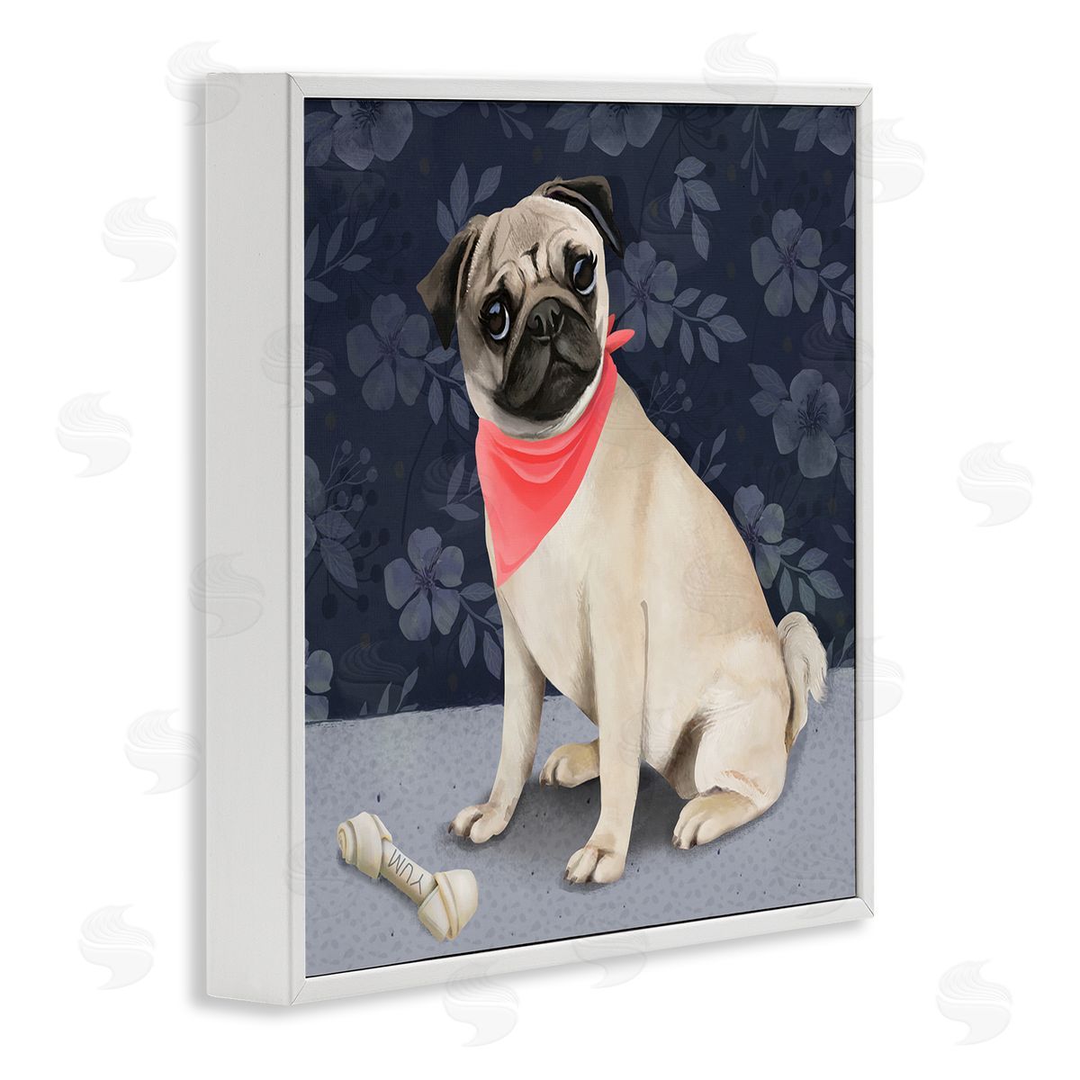 Diane Neukirch Pet Pug & Bone White Framed Glicee Wall Art Print