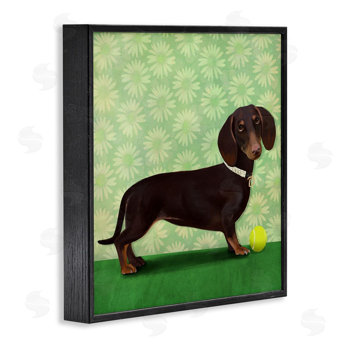 Diane Neukirch Dachshund & Tennis Ball Black Framed Glicee Wall Art Print