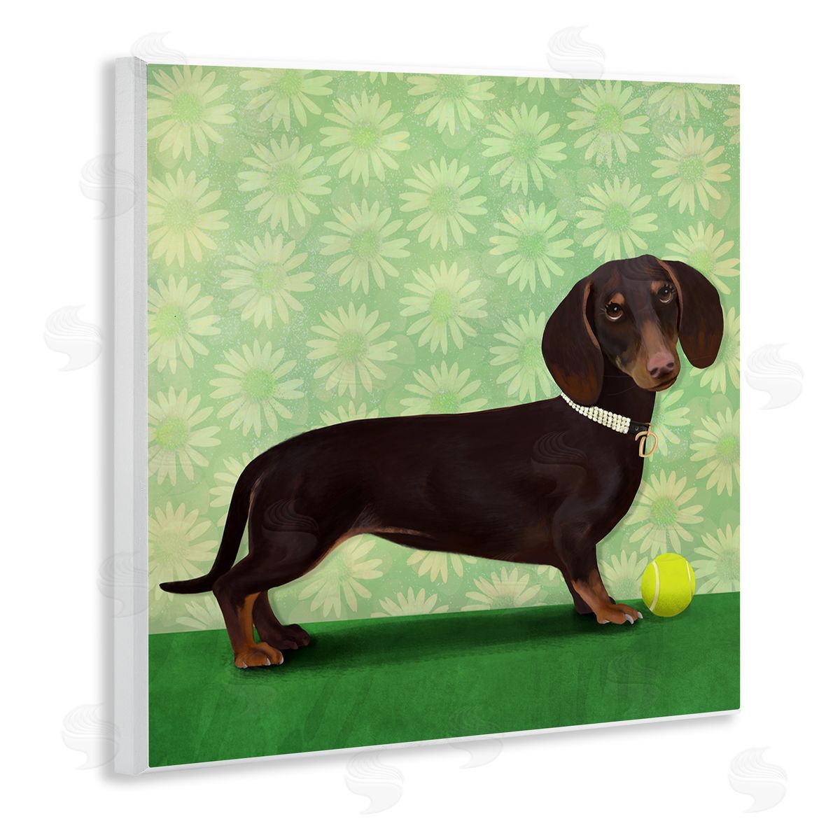 Diane Neukirch Dachshund & Tennis Ball Wooden Wall Plaque Art Print