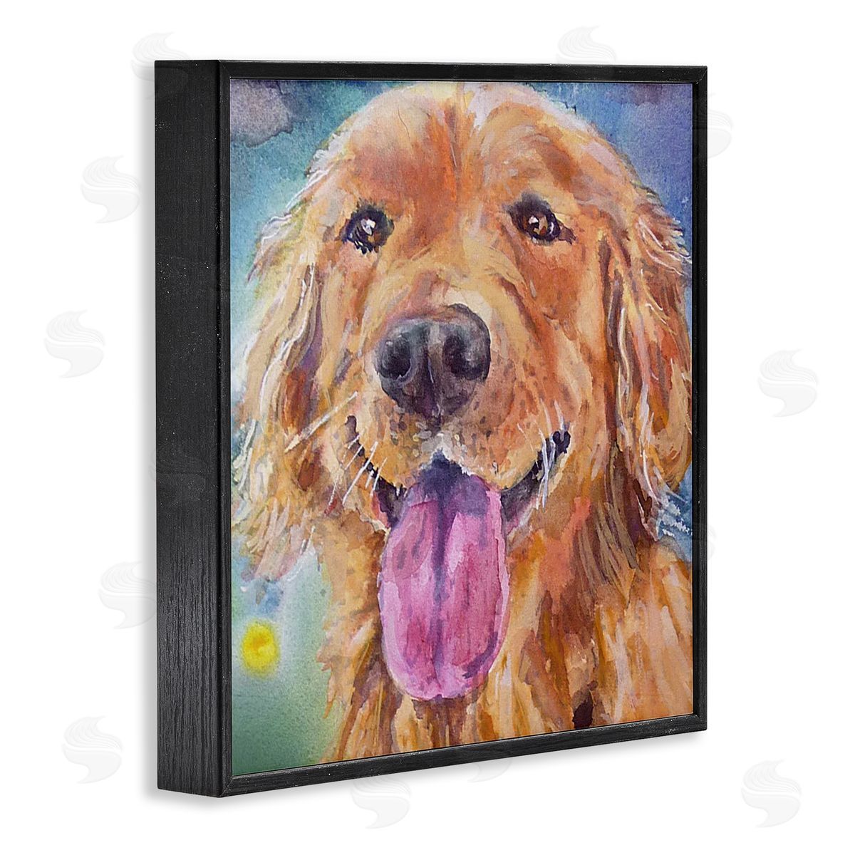 MB Cunningham Happy Retriever Dog Face Black Framed Glicee Wall Art Print