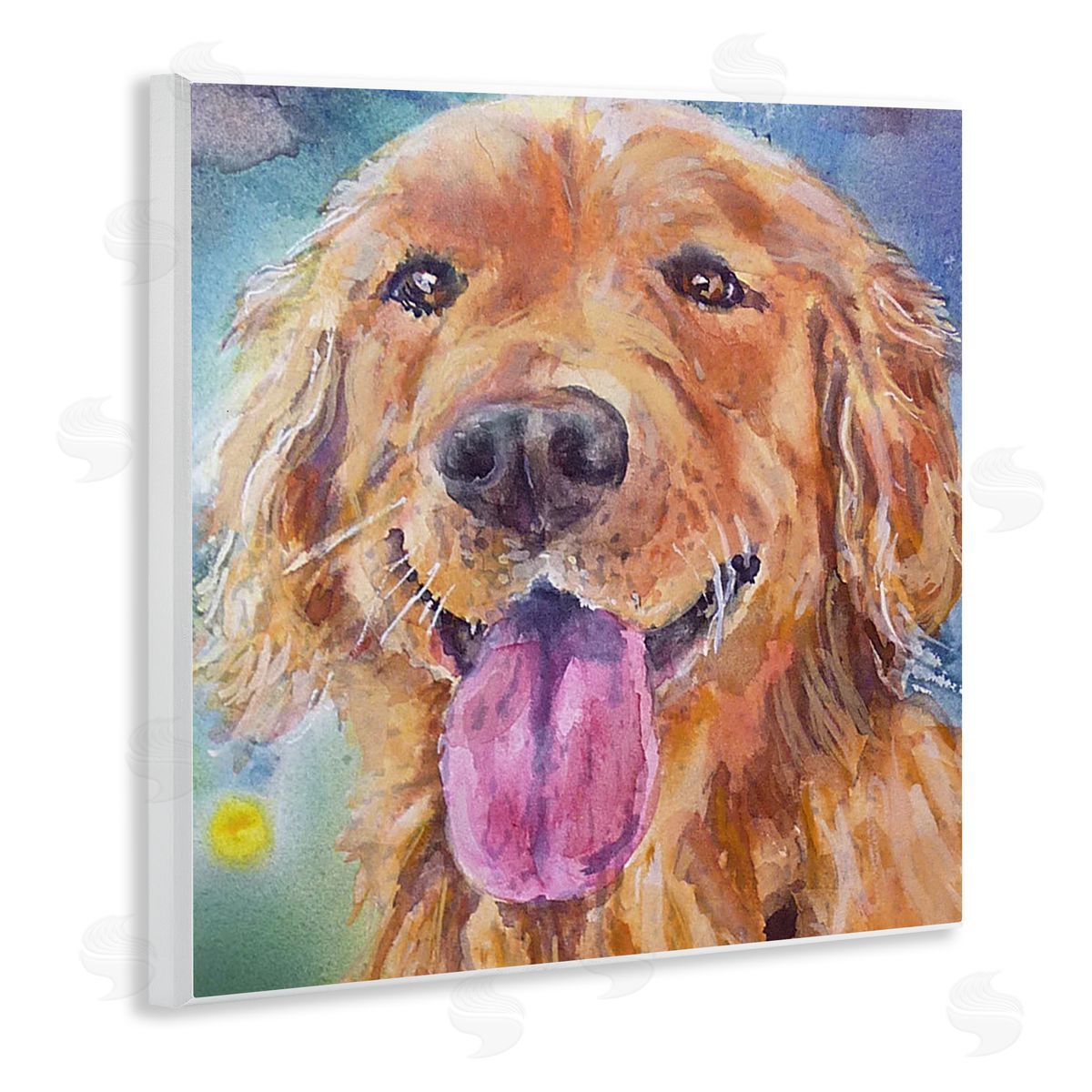 MB Cunningham Happy Retriever Dog Face Wooden Wall Plaque Art Print
