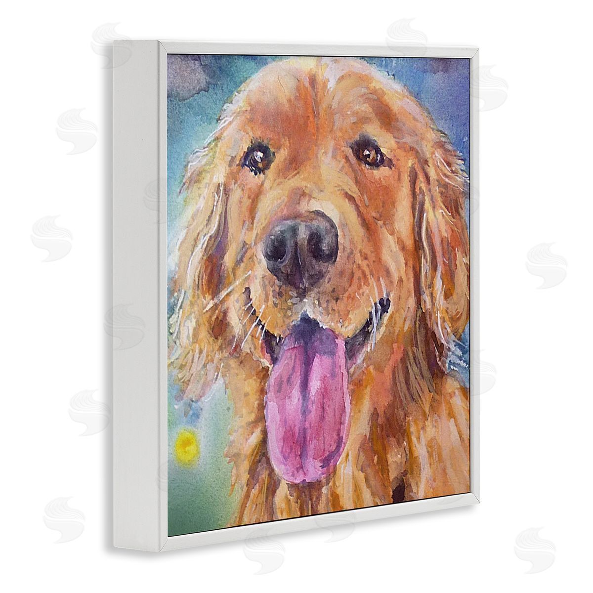 MB Cunningham Happy Retriever Dog Face White Framed Glicee Wall Art Print