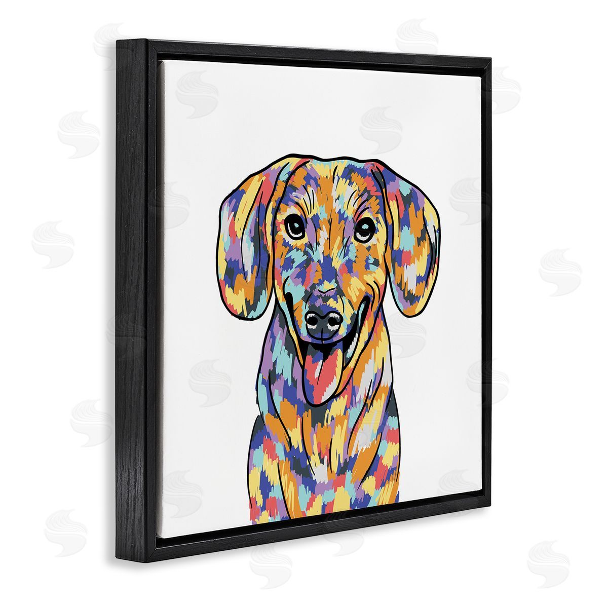 Masey St. Studios Modern Bold Dog Portrait Black Floating Frame Canvas Wall Art Print