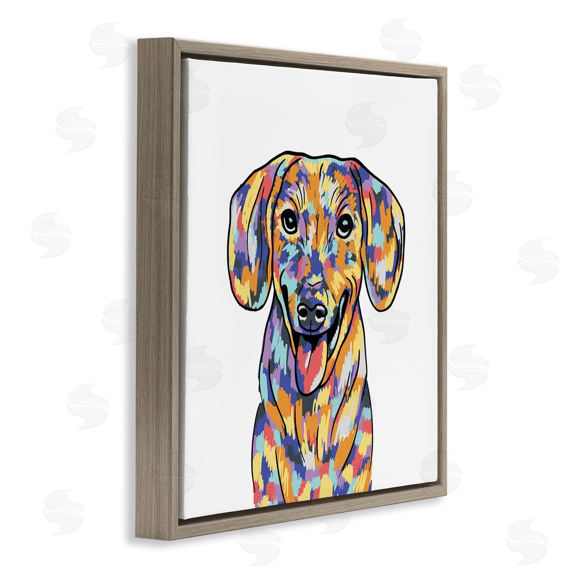 Masey St. Studios Modern Bold Dog Portrait Brown Floating Frame Canvas Wall Art Print