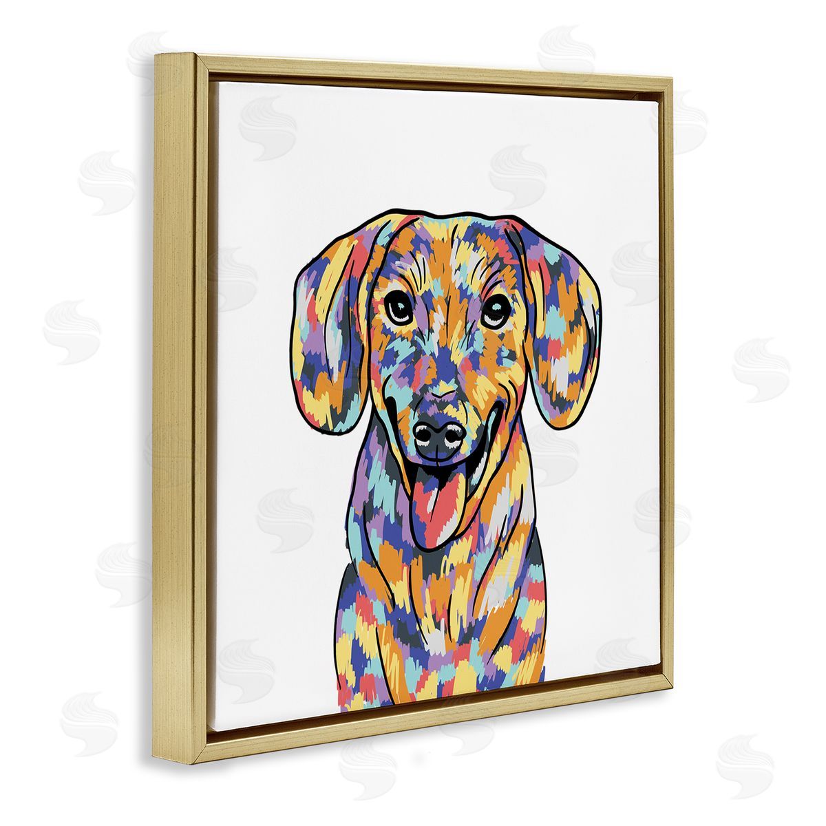 Masey St. Studios Modern Bold Dog Portrait Gold Floating Frame Canvas Wall Art Print