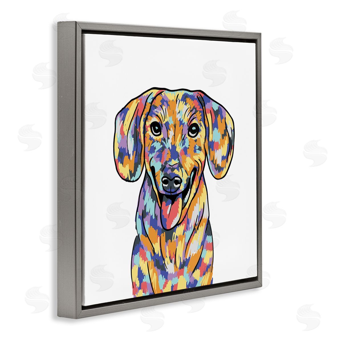 Masey St. Studios Modern Bold Dog Portrait Gray Floating Frame Canvas Wall Art Print