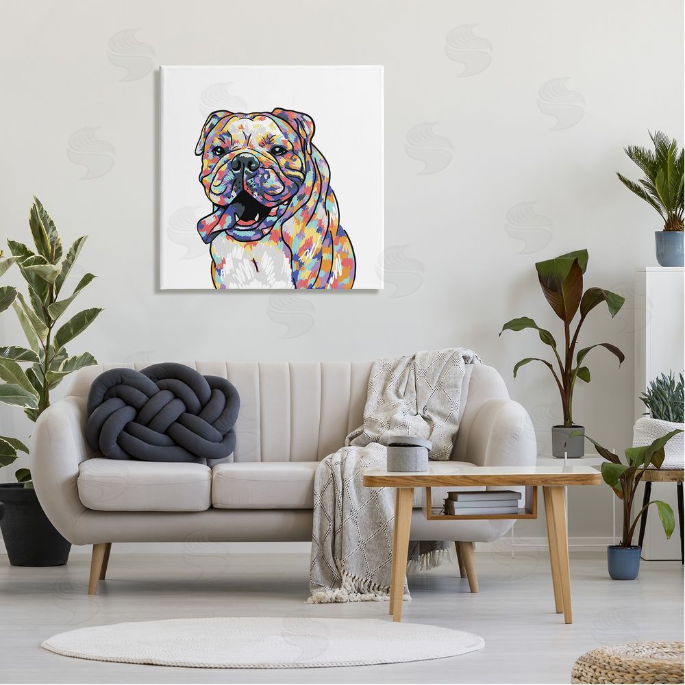Masey St. Studios Happy Bulldog Portrait Canvas Wall Art in Room