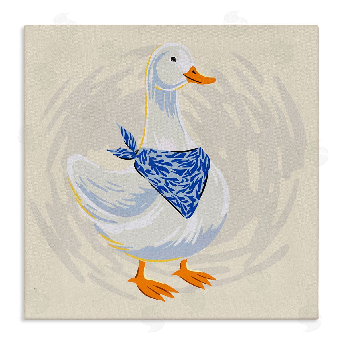 Ziwei Li Duck in Blue Bandana Stretched Canvas Wall Art Print